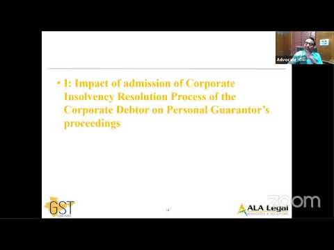 BVSS Webinar on Provisions of IBC relating to Personal Guarantors to Corporate Debtors 07th Nov. 20
