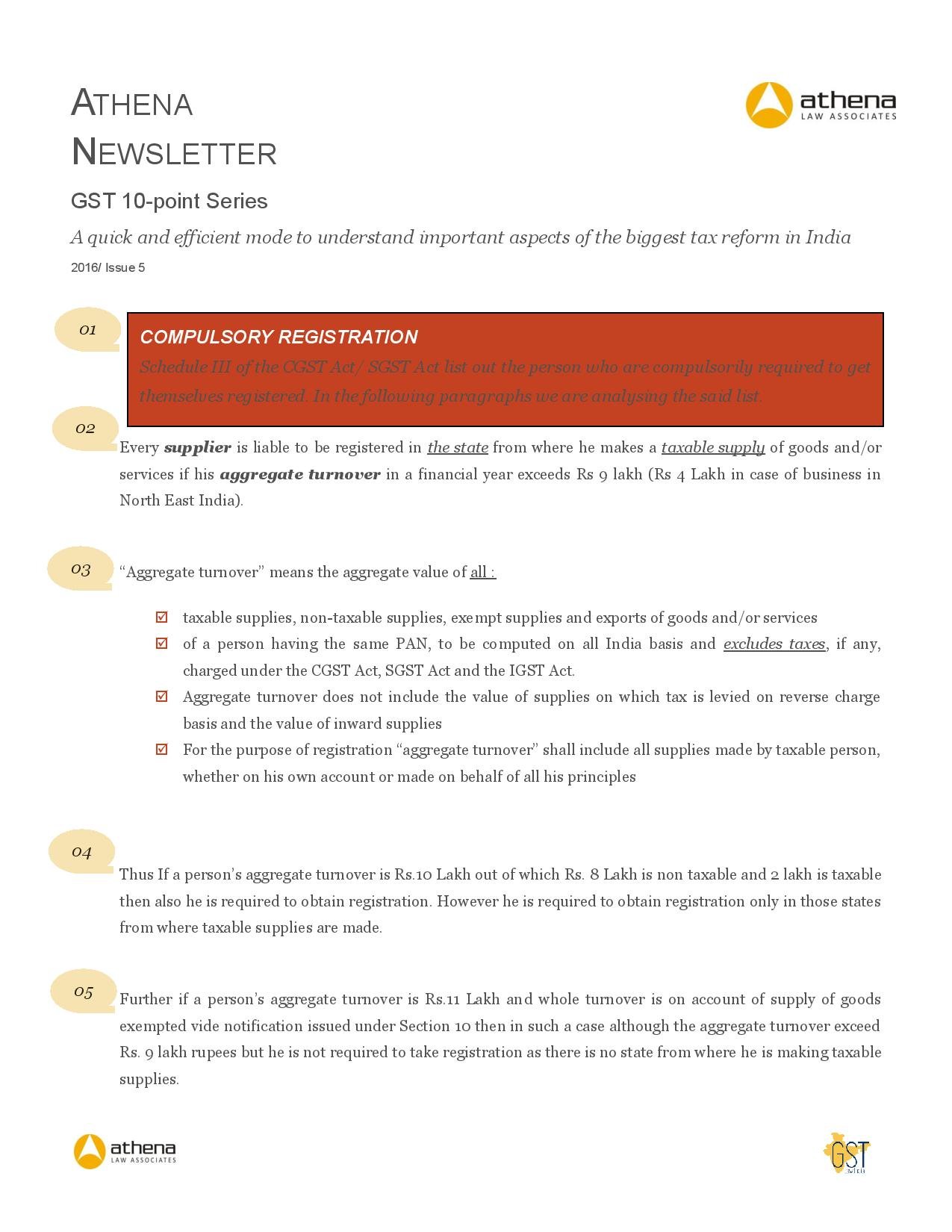 10 Point Series: Compulsory Registration Under GST - GST Law India